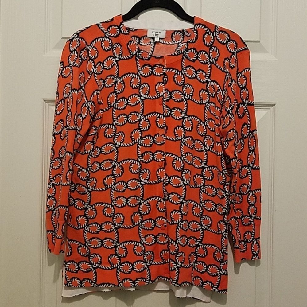 Crown & Ivy nautical rope cardigan Sz M